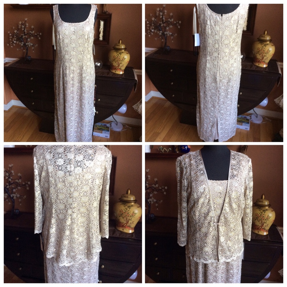 R&M Richards Sequin Lace Sheath Dress & Jacket - Picture 2 of 6